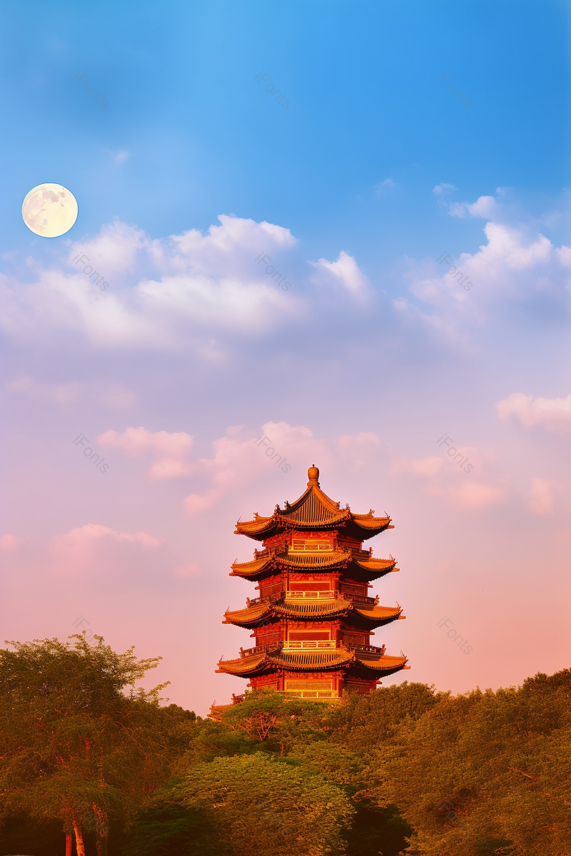 著名旅游景点月光下的湖北黄鹤楼,高清,摄影图,摄影图片,图片大全,摄影图免费下载